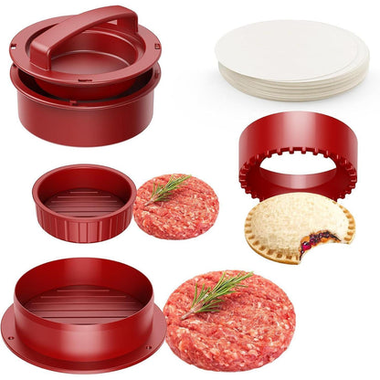 4 in 1 Burgerpresse Hamburgerpresse Set mit Wachspapier