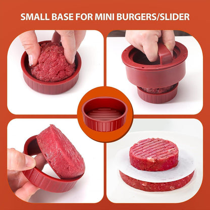 4 in 1 Burgerpresse Hamburgerpresse Set mit Wachspapier