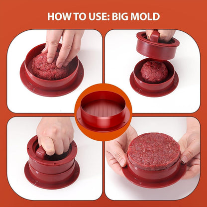 4 in 1 Burgerpresse Hamburgerpresse Set mit Wachspapier