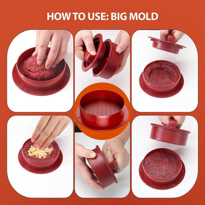 4 in 1 Burgerpresse Hamburgerpresse Set mit Wachspapier