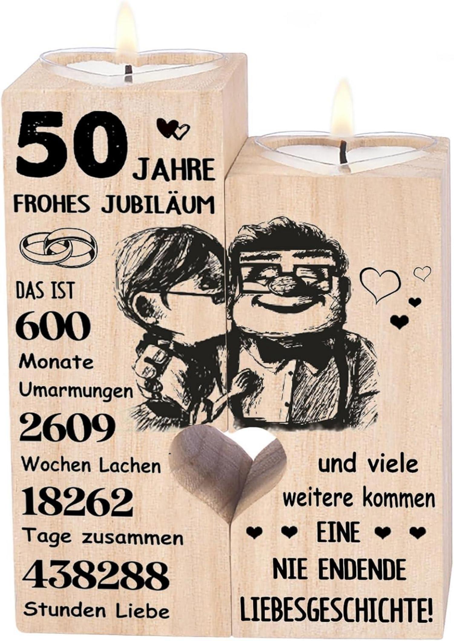 Goldene Hochzeit Kerzenhalter Holz Teelichthalter Deko