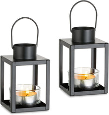 Dekorative Laterne für Draußen und Innen - 2er Set Schwarz