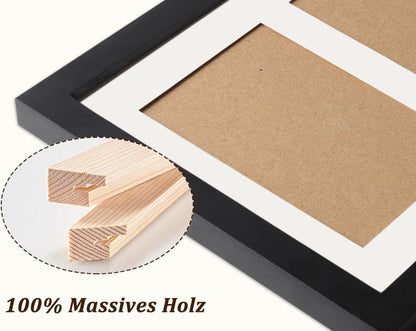 AVEAX Bilderrahmen 20x25 cm Schwarz Doppelter 10x15 Rahmen für Mehrere Fotos