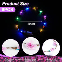 LED Blumenkranz Stirnband für Damen und Kinder - 6er Set