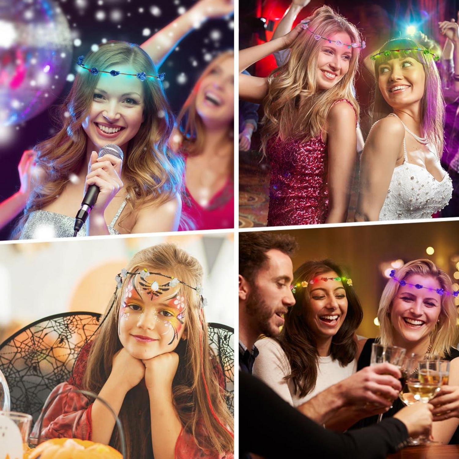 LED Blumenkranz Stirnband 6er Set Haarkranz Festival Party Accessoires