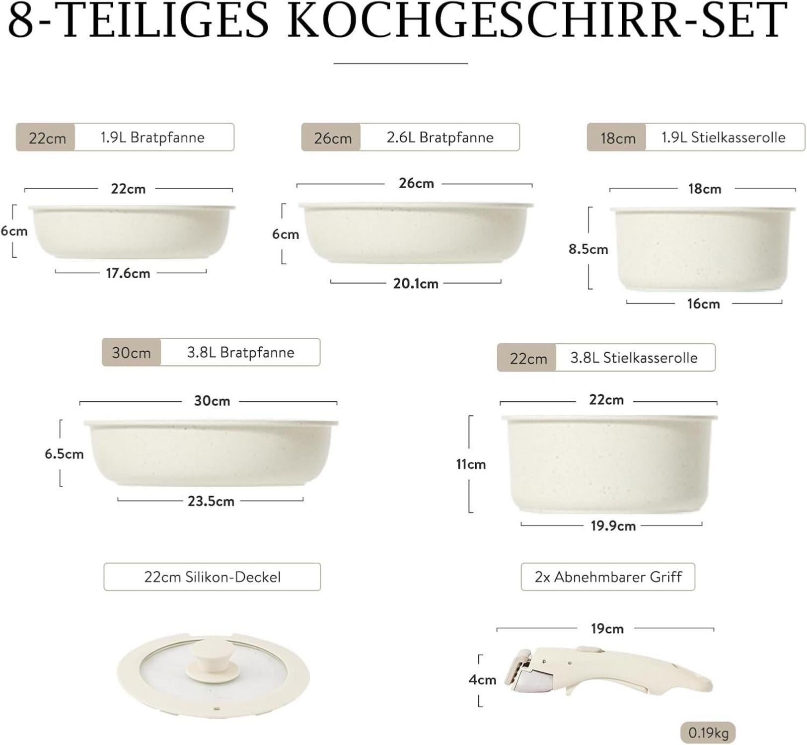 CAROTE 8-Teiliges Topf- und Pfannenset