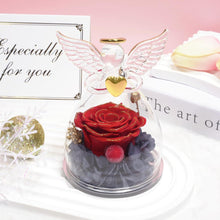 Ewige Rosen Engel Figur Geschenkbox - Rote Rose in