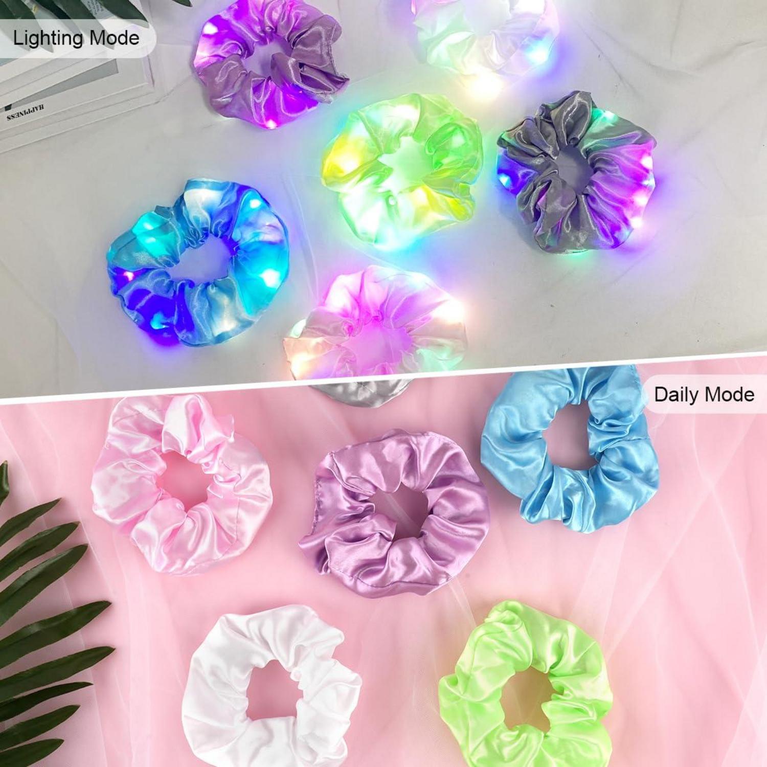 6PCS Leuchtende Haargummis Neon Haarbänder Damen Mädchen Party Festivalsätze