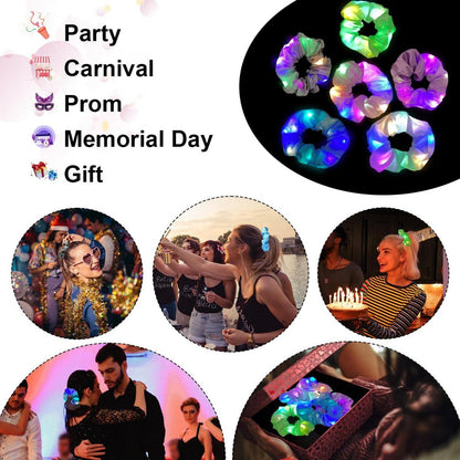 6PCS Leuchtende Haargummis Neon Haarbänder Damen Mädchen Party Festivalsätze