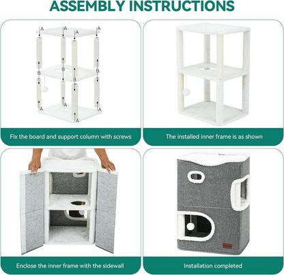 YITAHOME Katzenhaus Indoor Katzenbett Katzentonne Katzenhöhle Grau