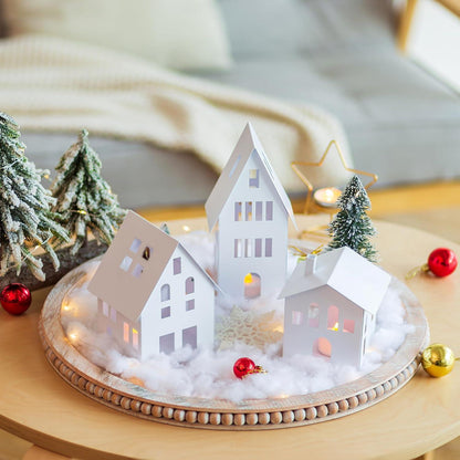 Sziqiqi LED Kerzenständer Weihnachten Metall Windlicht Set 3