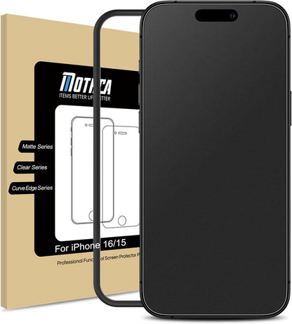 Mothca Matt Schutzglas für iPhone 16/15, 2.5D Blendschutz - 1 Stück