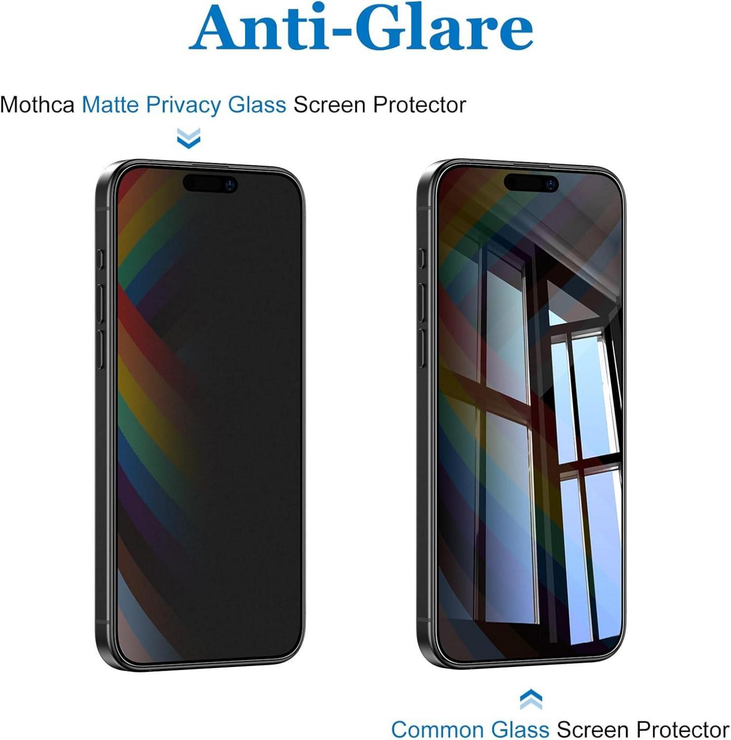 Mothca Matt Privacy Screen Protector für iPhone 15 Pro 6,1 Zoll