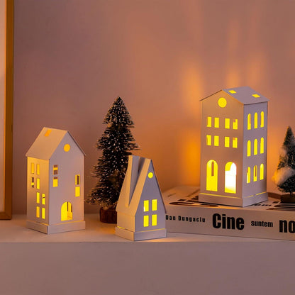 Mini Lichthaus Kerzenhalter LED Kerzen Set Weiß Weihnachten