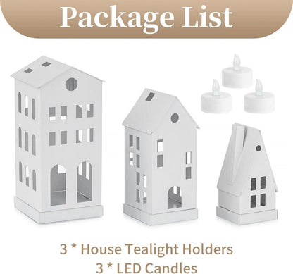 Mini Lichthaus Kerzenhalter Weihnachten LED Teelichthaus Metall
