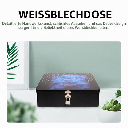 Blechdose mit Schloss und Schlüssel, Vintage Schmuckdose