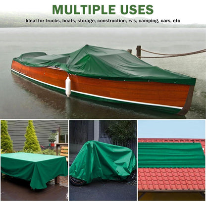Abdeckplane 2x3m wasserdicht, PVC Gewebeplane mit Ösen, Grün