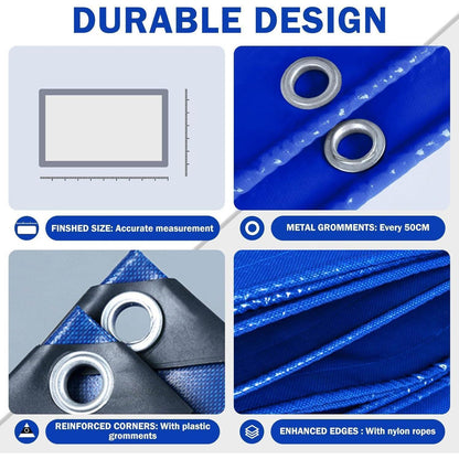 Wasserdichte Abdeckplane 4x6m – 440g/m² PVC Schutzplane Blau