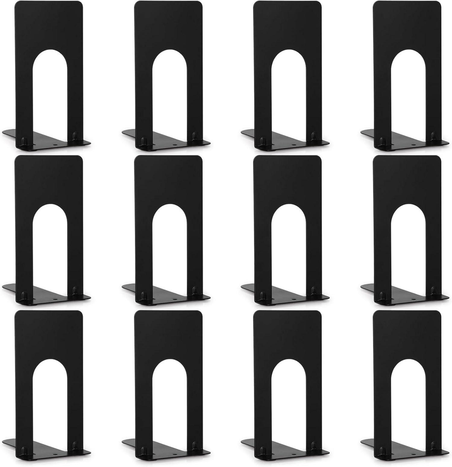 Buchstützen Metall Hochwertiges Bücher Halterung Regal Schwarz 6 Paar