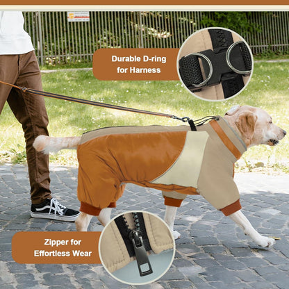 Kuoser Wasserdichter Hundemantel Winter mit Geschirr für Kleine Hunde Braun M