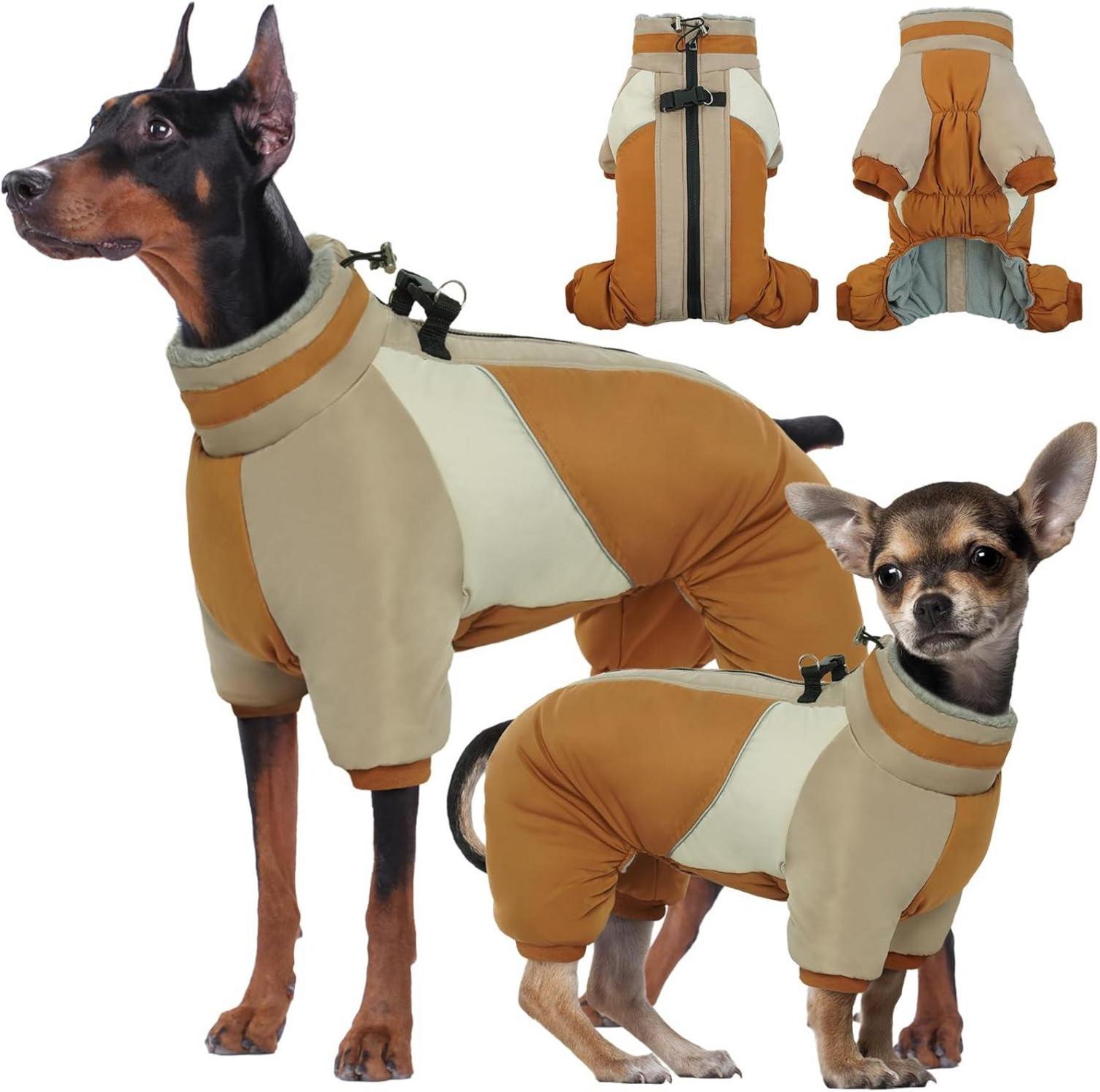 Wasserdichter Hundemantel mit Geschirr, Winterjacke für kleine Hunde