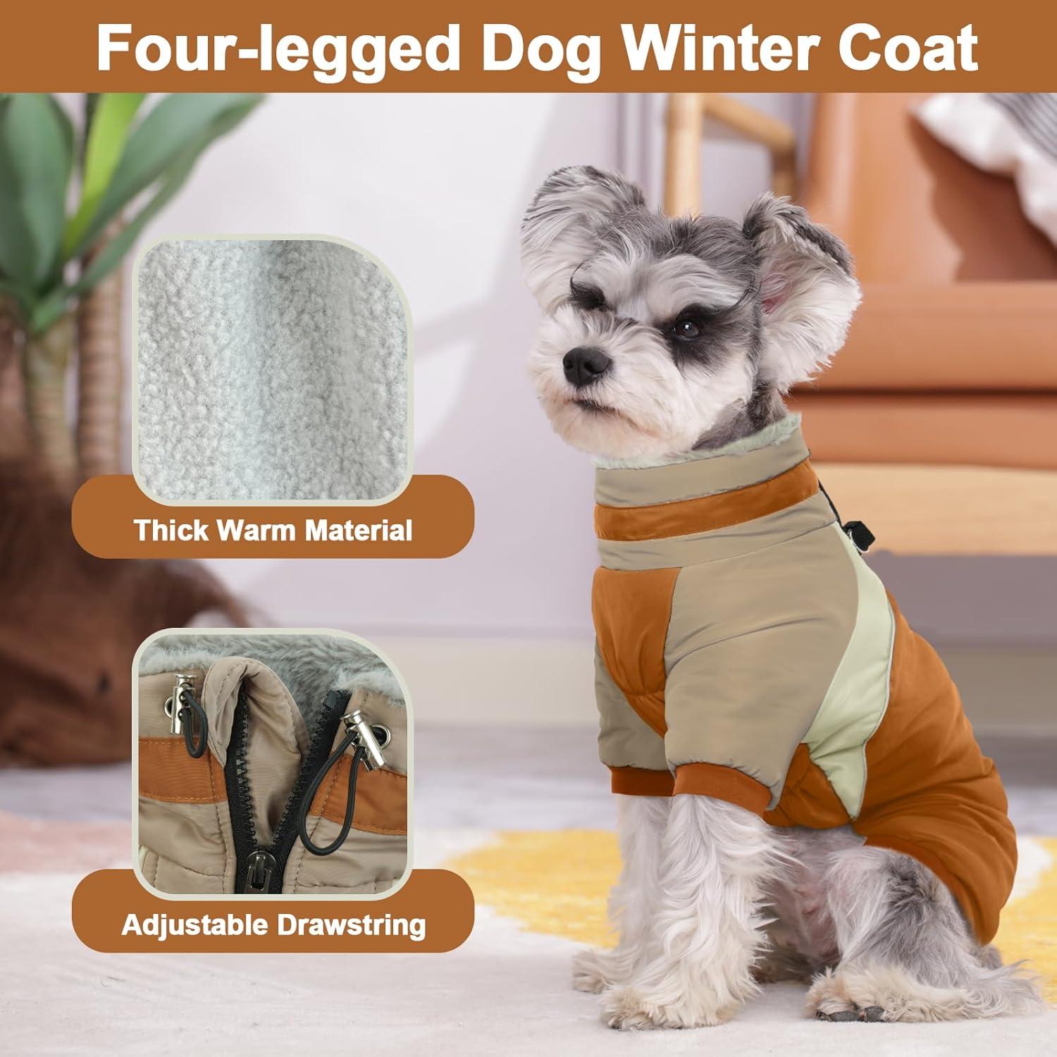 Wasserdichter Hundemantel mit Geschirr, Winterjacke für kleine Hunde