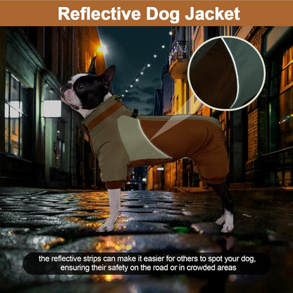 Wasserdichter Hundemantel Winter Geschirr Reflektierend Braun