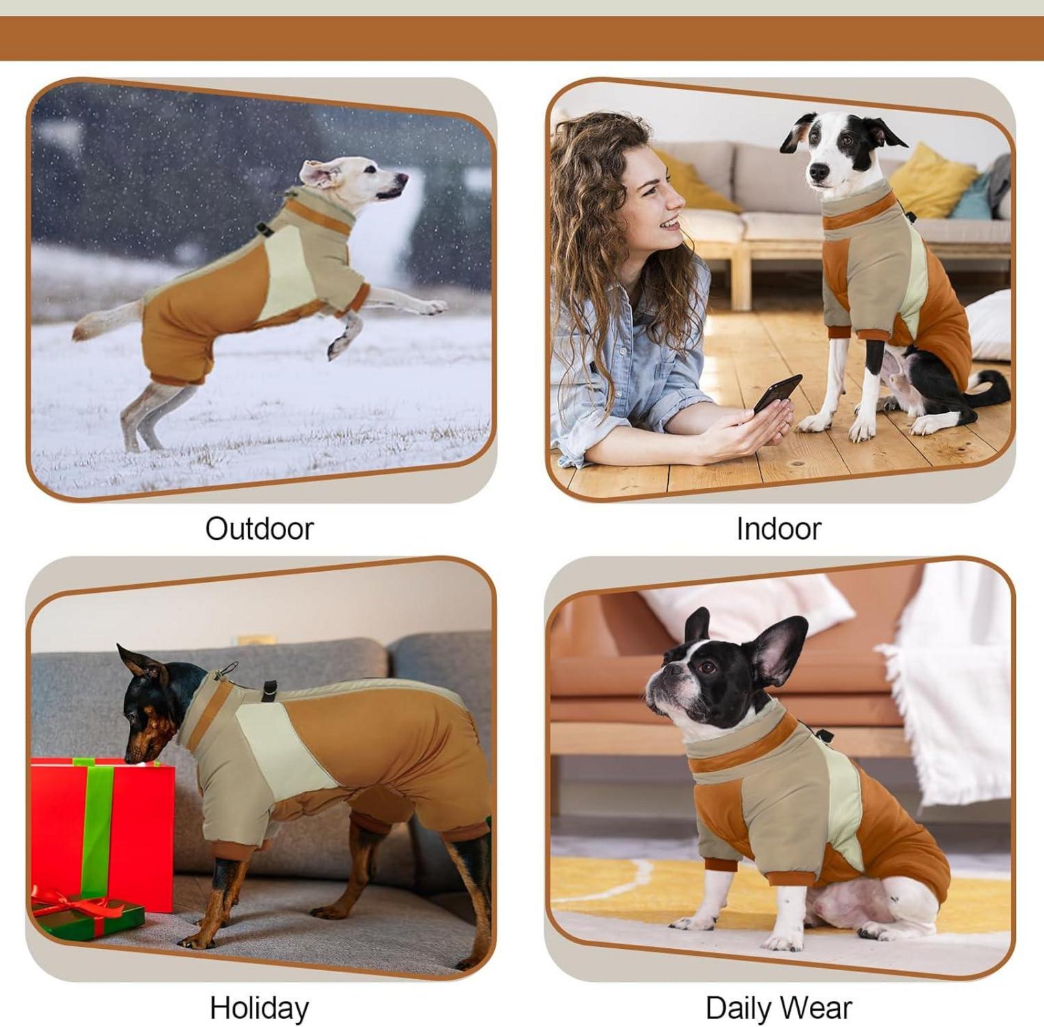 Kuoser Wasserdichter Hundemantel Winter für Kleine Hunde Braun L