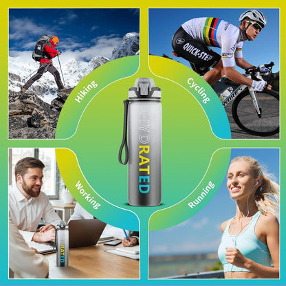 QLUR Trinkflasche 1L BPA-Frei Tritan Sport Wasserflasche mit Strohhalm