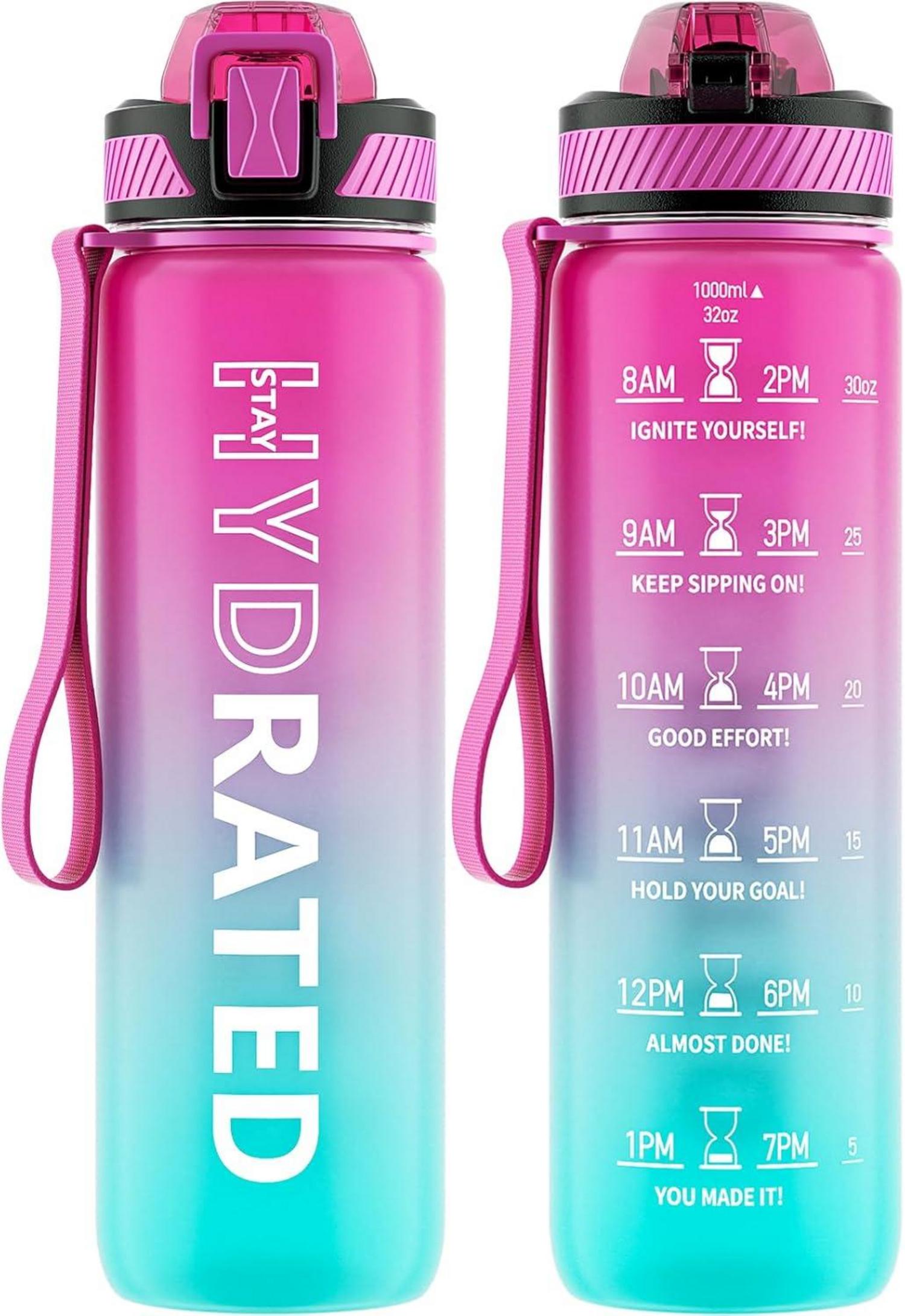Sport Trinkflasche 1L BPA-Frei Tritan Wasserflasche Strohhalm