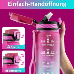 Sport Trinkflasche 1L BPA-Frei Tritan Wasserflasche Strohhalm