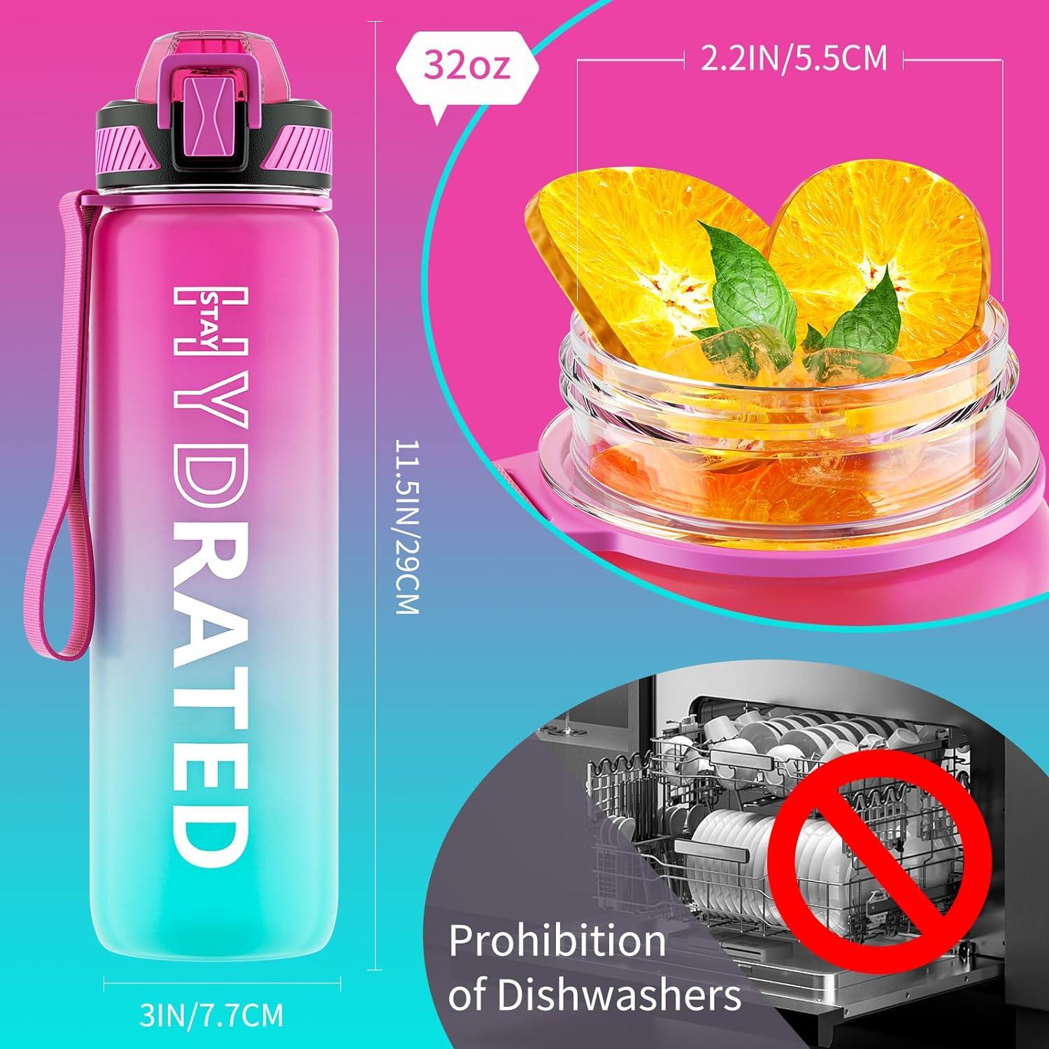 Trinkflasche 1L BPA-Frei mit Strohhalm Sport Outdoorgboolean