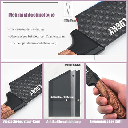 Premium Messerblock mit Messer Holzgriff Messer Set 6 tlg