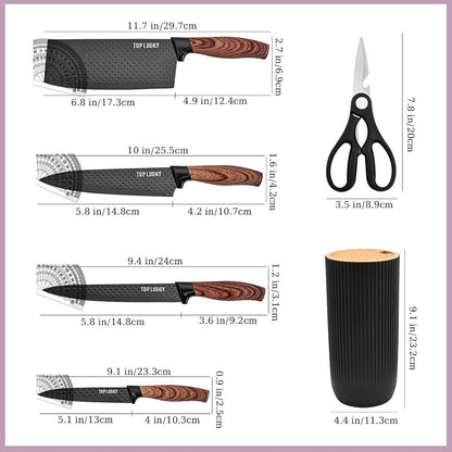 Premium Messerblock mit Messer Holzgriff Messer Set 6 tlg