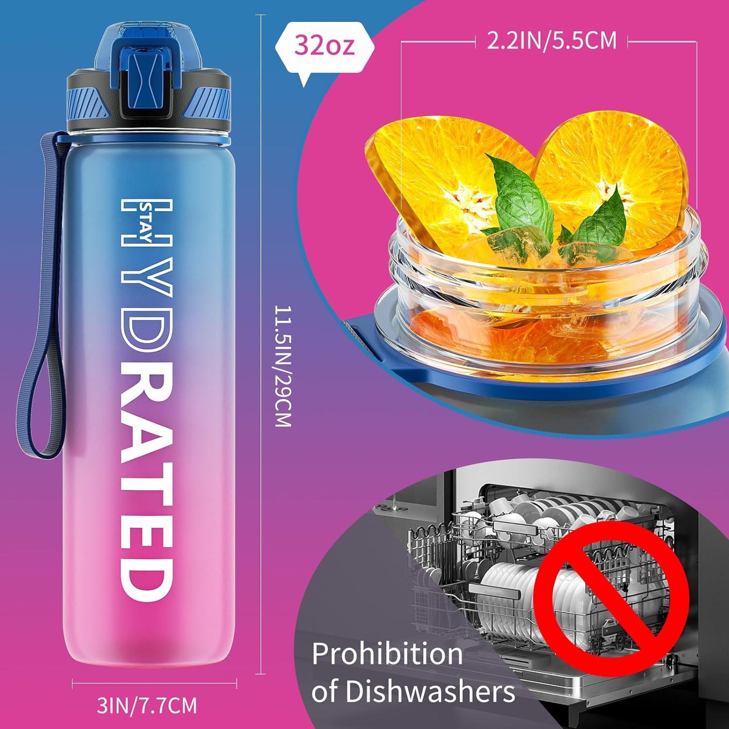 Trinkflasche 1L BPA-Frei Tritan Sport Wasserflasche Strohhalm 1000ml