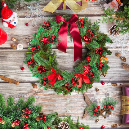 24 Künstliche Tannenzweige Beeren Tannenzapfen Weihnachtsdeko
