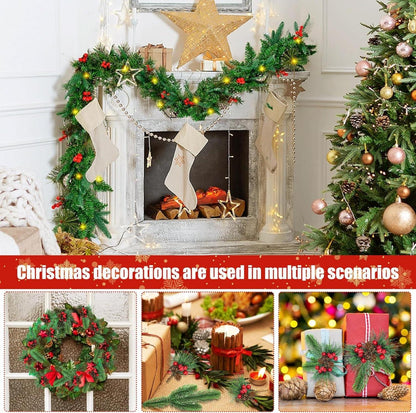 24 Künstliche Tannenzweige Beeren Tannenzapfen Weihnachtsdeko