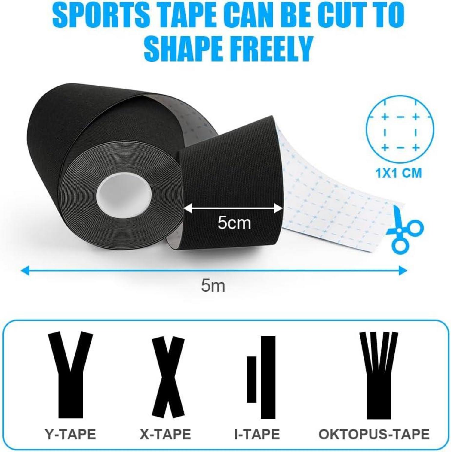 Kinesiologie Tape Schwarz wasserfest 5cm x 5m unterstützt