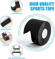 Kinesiologie Tape Classic Schwarz 5 cm x 5 m wasserfest, Medizinisches Sporttape