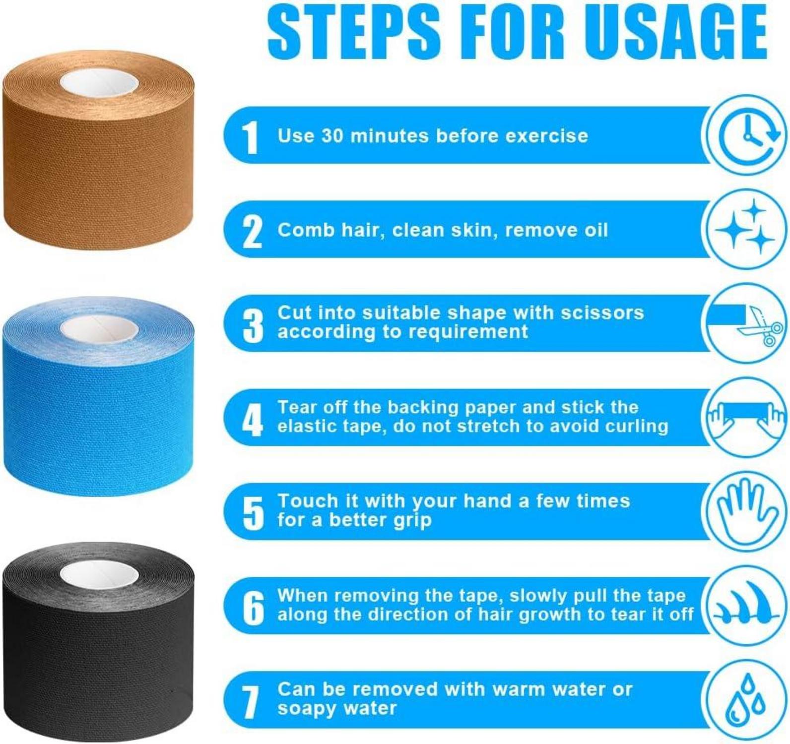 Kinesiologie Tape Schwarz 5cm x 5m wasserfest elastisch Physio Sporttape
