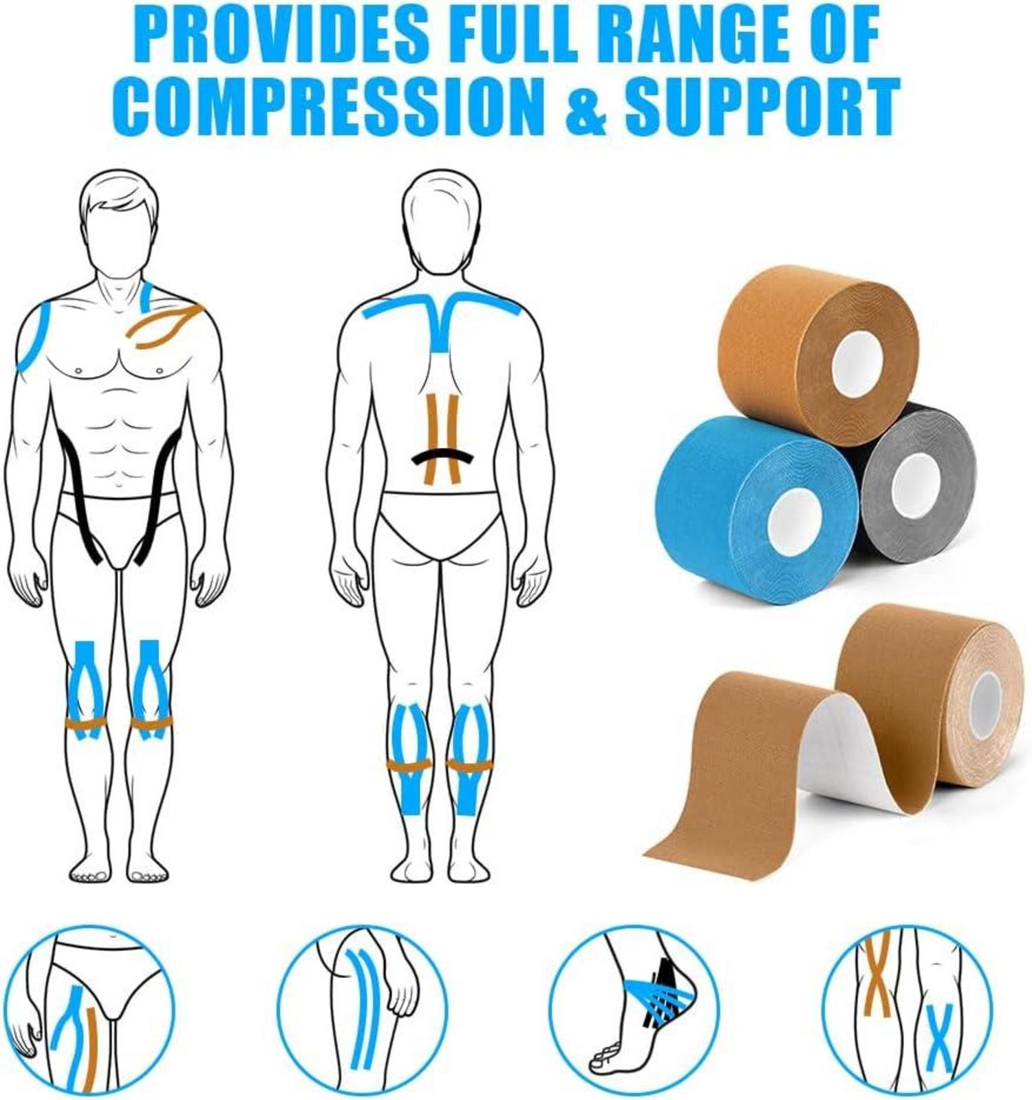 ACWOO Kinesiologie Tape Beige 5cm x 5m Wasserfest Physio Sporttape