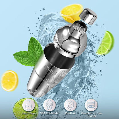 Professionelles Cocktail Shaker Set Edelstahl 750ml 5-teilig