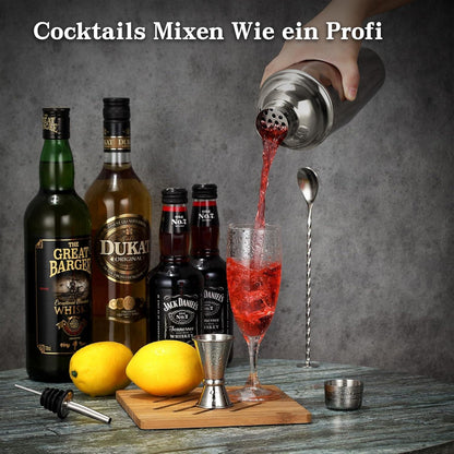 Cocktail Shaker Edelstahl 5-teiliges Set 750ml Profi Barkeeper Zubehör