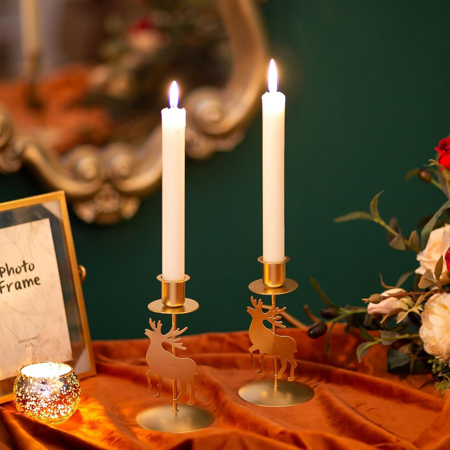 Kerzenhalter Hirsch Weihnachten Gold Metall 2er Set
