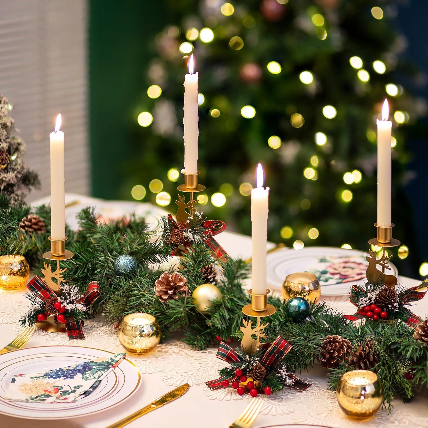 Moderne Hirsch Kerzenhalter Gold Metall, 2er Set