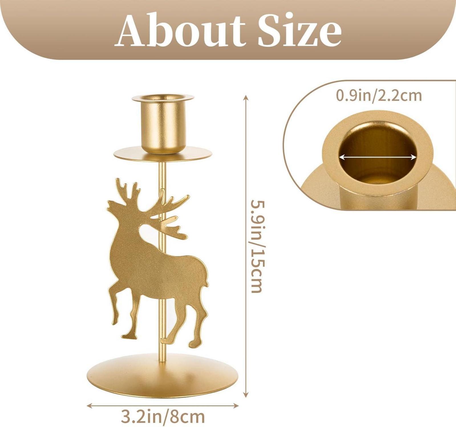 Hirsch Kerzenständer Weihnachten Deko Gold Metall 2 Stück