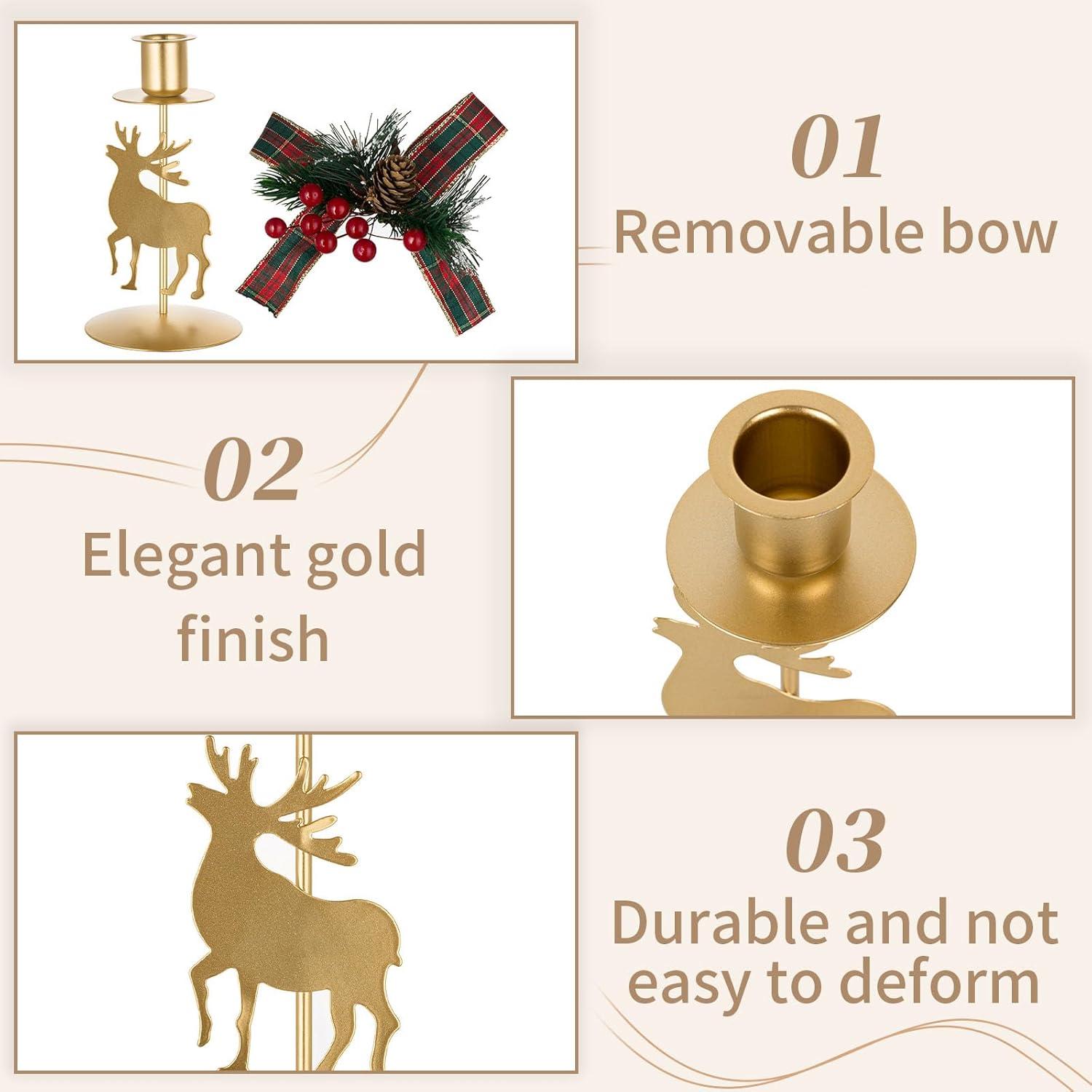 Kerzenständer Hirsch Gold Metall Weihnachten 2er Set