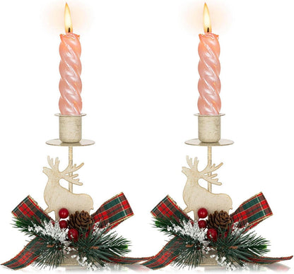 Hirsch Kerzenständer für Weihnachten Tischdeko, Vintage Metall 2er Set