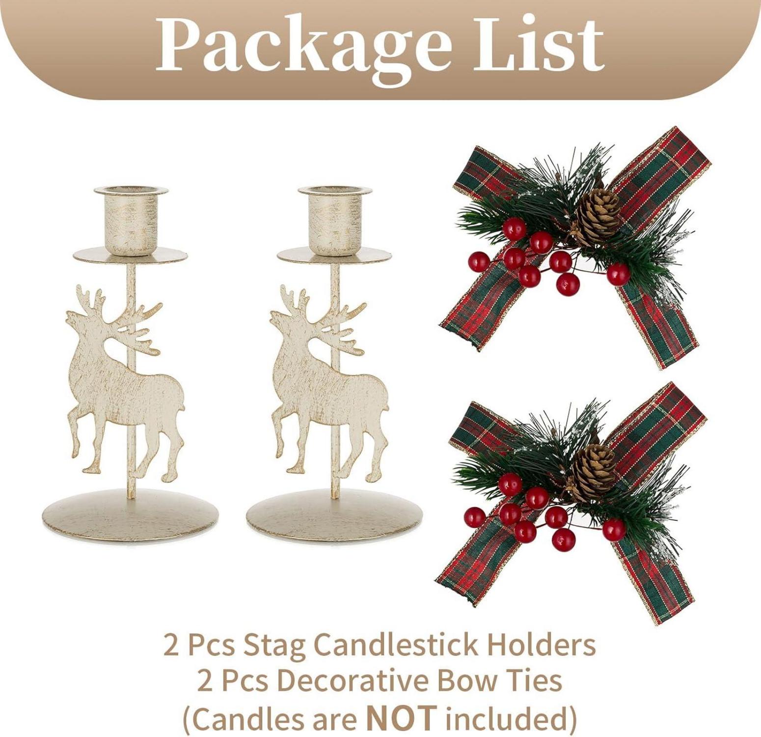 Hirsch Kerzenständer Weihnachten Tischdeko Shabby Chic Vintage 2 Stück