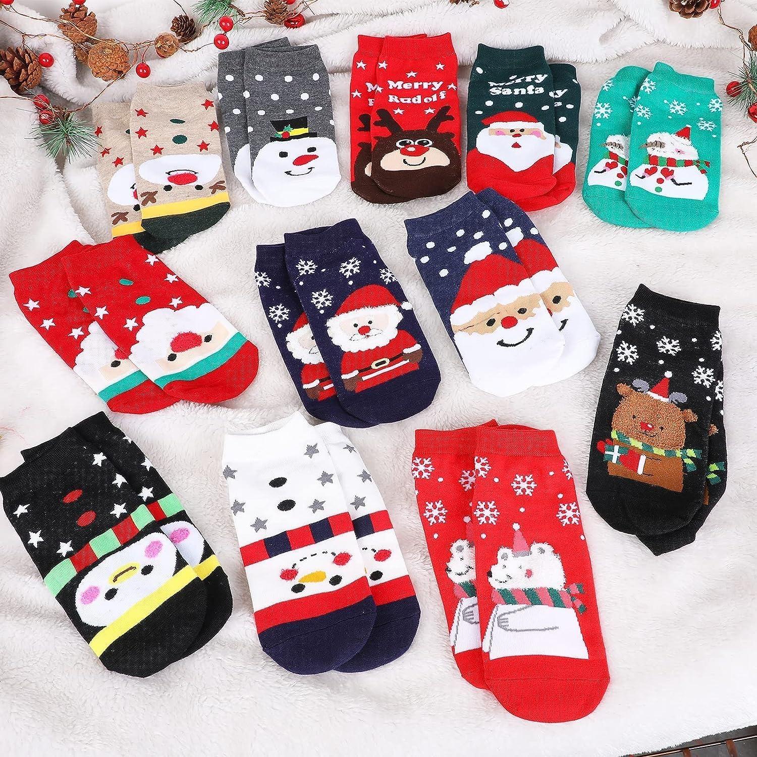 Souarts 12 Paare Weihnachtssocken Damen Adventskalender 2024